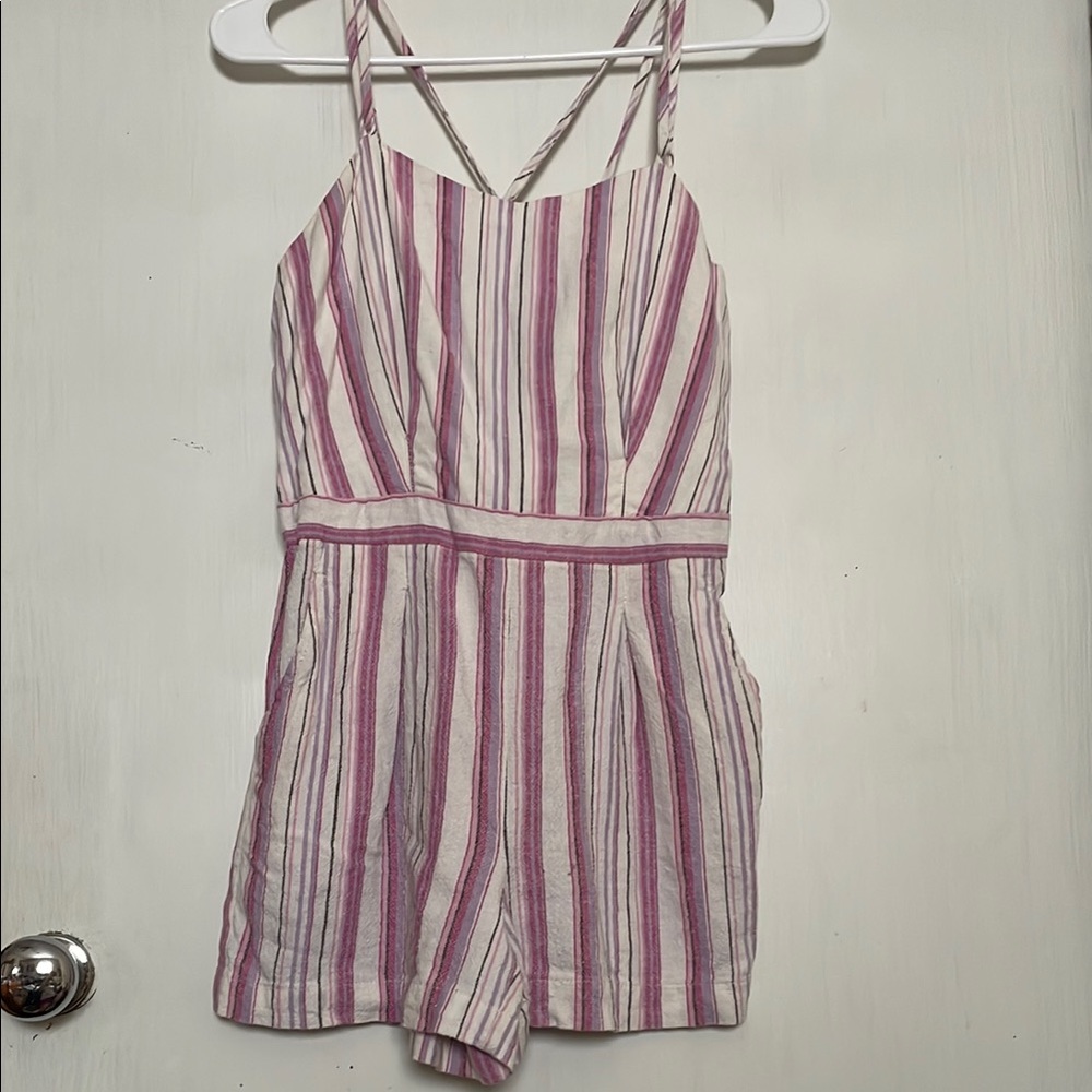 Chelsea & Violet Pink and White Striped Romper